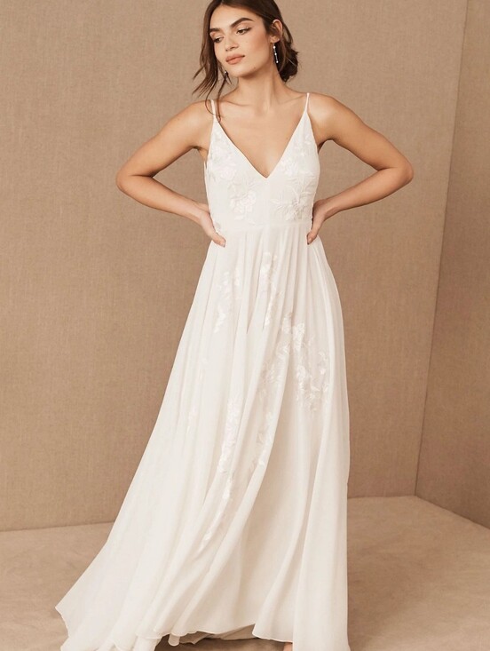 BHLDN Dresses & Skirts - BHLDN Bonaire V-Neck Embroidered Wedding Gown, Never Altered Floor Model